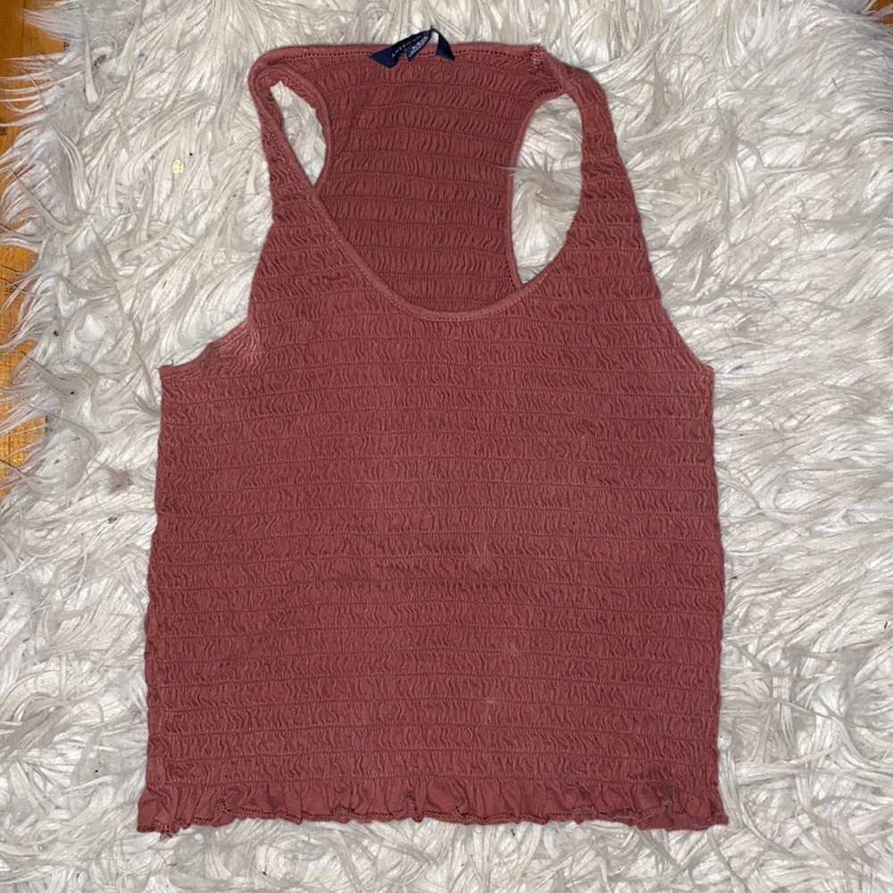 American eagle burnt orange scrunched cropped tank